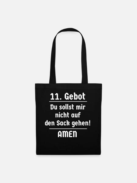 11. Gebot Du sollst mir nicht auf den Sack gehen - Stoffbeutel - Schwarz