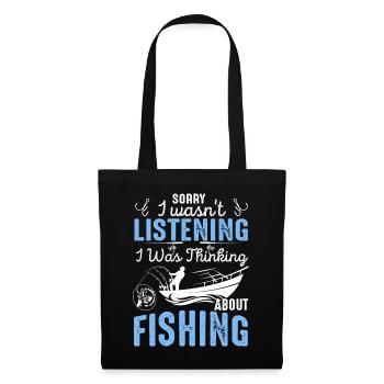 Thinking About Fishing Funny Quote - Tote Bag - black - Front