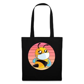 Abeille avec protège-dents au coucher du soleil - Sac en tissu - noir - Devant