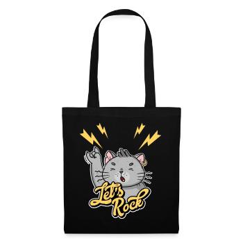 Let's Rock Rock n Roll Vintage Humor Cat - Tote Bag - black - Front