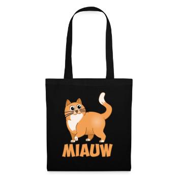 Miau und die fröhliche fette orangefarbene Katze. - Stoffbeutel - Schwarz - Vorne