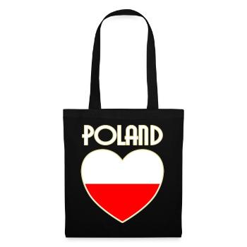 Poland Polen Flagge Fahne Herz - Stoffbeutel - Schwarz - Vorne