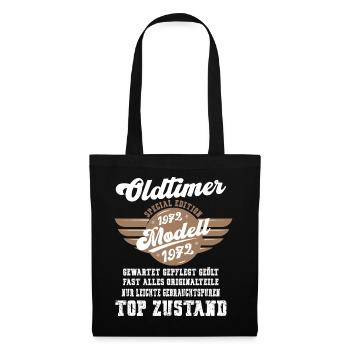 Oldtimer 1972 53. Geburtstag Geschenk Baujahr - Stoffbeutel - Schwarz - Vorne