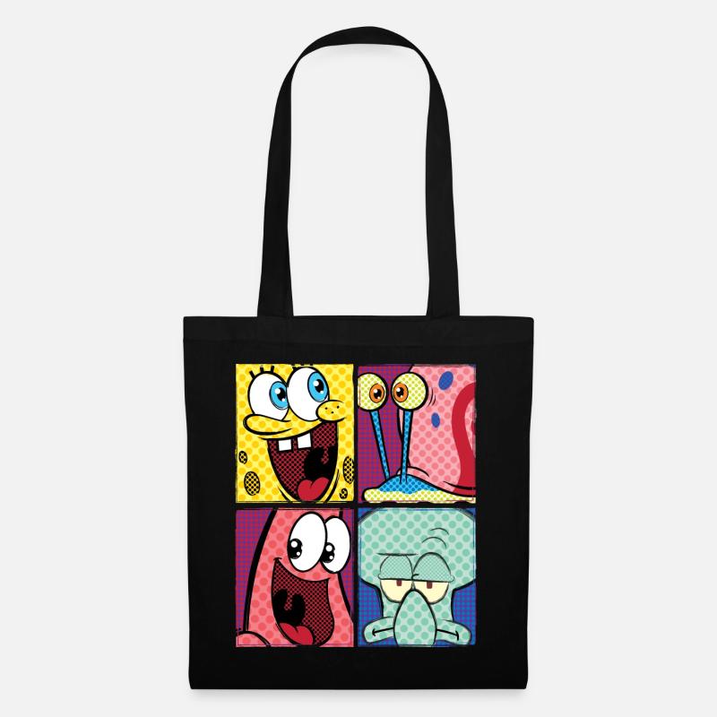 Bob l'Éponge Spongebob Patrick Carlo Gary - Sac en tissu - noir