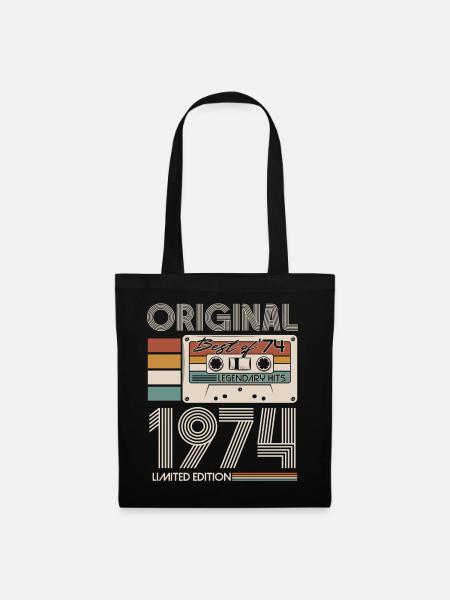 1974 Jahrgang Vintage Retro Geburtstag Geschenk - Stoffbeutel - Schwarz