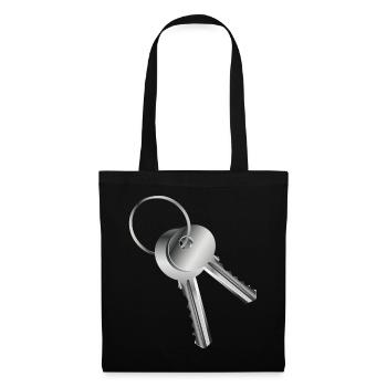 two silver-coloured keys with symbolic character - Tote Bag - black - Front