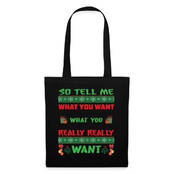 Weihnachten So tell me what you want - Stoffbeutel - Schwarz - Vorne