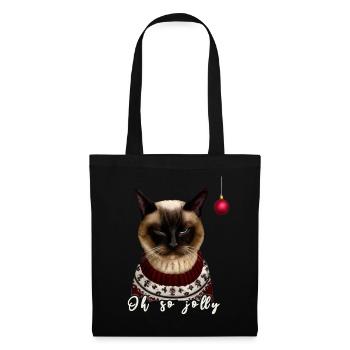 Grumpy Siam Christmas Cat - Charity - Tote Bag - black - Front
