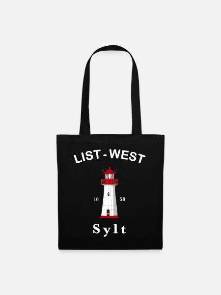 Sylt, Kultiger Leuchtturm List-West, Nordsee - Stoffbeutel - Schwarz
