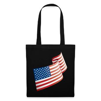 Flagge der USA im Wind - Stoffbeutel - Schwarz - Vorne
