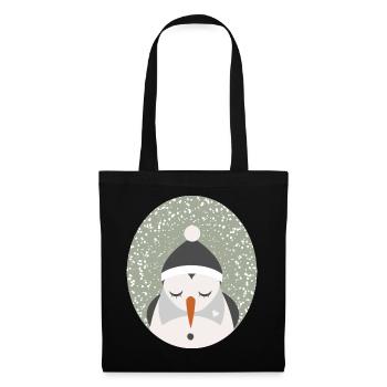 mignon bonhomme de neige avec casquette et nez de navet - Sac en tissu - noir - Devant