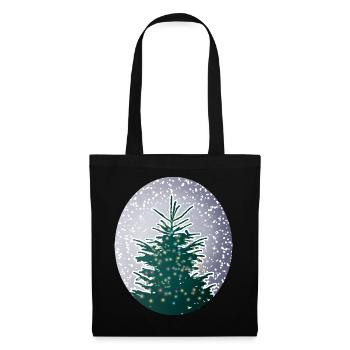 illuminated Christmas tree in the snow - Tote Bag - black - Front