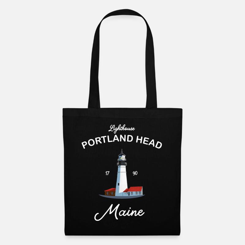 Portland, Lighthouse Head, Maine - Stoffbeutel - Schwarz