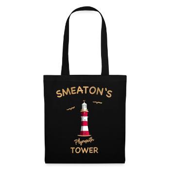 Leuchtturm Plymouth, UK, Smeaton‘s Tower - Stoffbeutel - Schwarz - Vorne