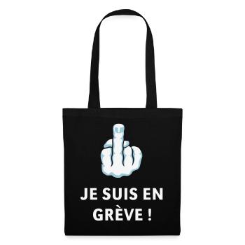 Doigt D’Honneur – Je Suis En Grève ! (Médius) - Sac en tissu - noir - Devant