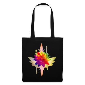 leuchtend bunte Fantasie Lotos Blüte - Stoffbeutel - Schwarz - Vorne