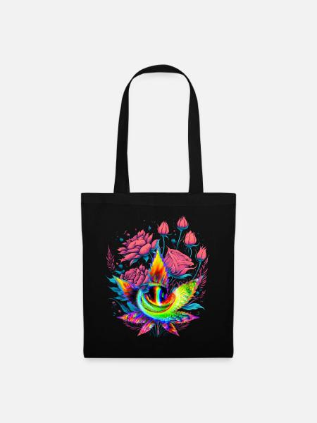 Psychedelisches Cannabisblatt mit Drachenauge - Stoffbeutel - Schwarz