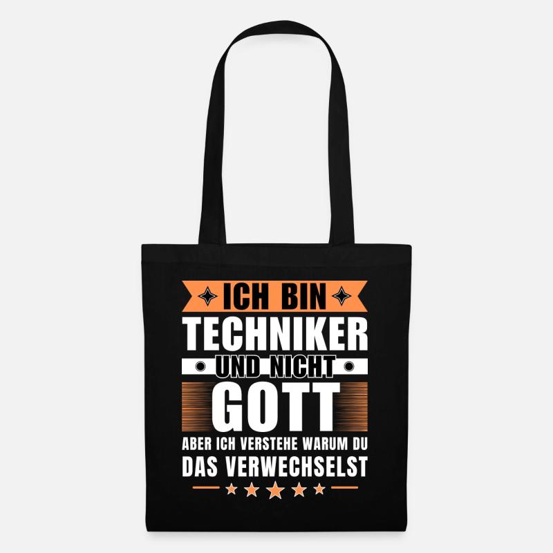 Ich bin Techniker und nicht Gott - Stoffbeutel - Schwarz