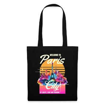 Paris, Tour Eiffel, France, Ville, Horizon, Art - Sac en tissu - noir - Devant