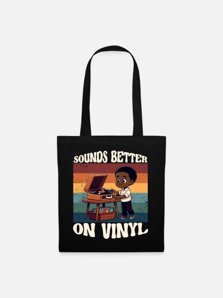 sounds better on vinyl - retro comic musik music - Stoffbeutel - Schwarz