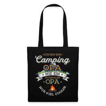 Camping Opa Lagerfeuer Camper Zelten Campingplatz - Stoffbeutel - Schwarz - Vorne