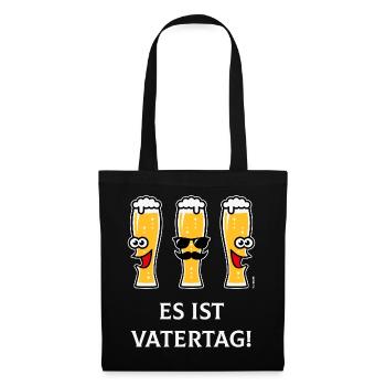 Es Ist Vatertag! (3 Biergläser / Bier / 4C) - Stoffbeutel - Schwarz - Vorne