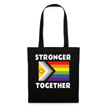 Gemeinsam stärker inklusive Queer Pride-Flagge - Stoffbeutel - Schwarz - Vorne