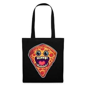 Mignon monstre de pizza dans le style bande dessinée - Sac en tissu - noir - Devant