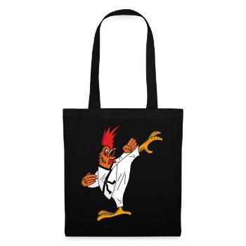 Coq et karaté - Sac en tissu - noir - Devant