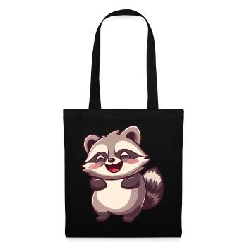 Mignon adorable raton laveur - Charmant dessin animé - Sac en tissu - noir - Devant
