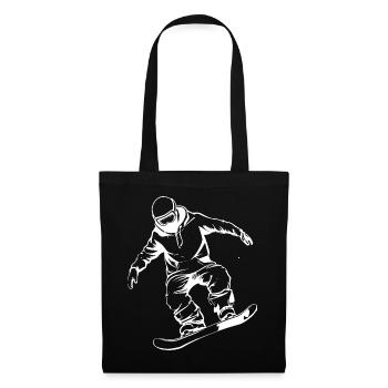 Snowboarder Zeichnung - Stoffbeutel - Schwarz - Vorne