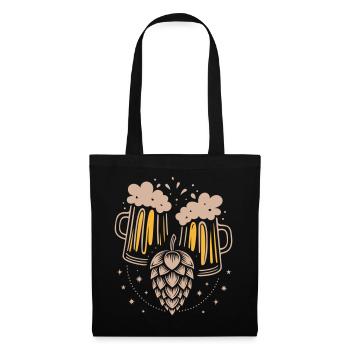 Chopes à bière et houblon - design de bière pour une ambiance festive - Sac en tissu - noir - Devant