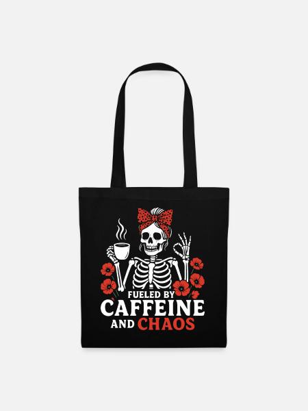 Mutter Koffein Mutter Skelett Kaffee - Stoffbeutel - Schwarz