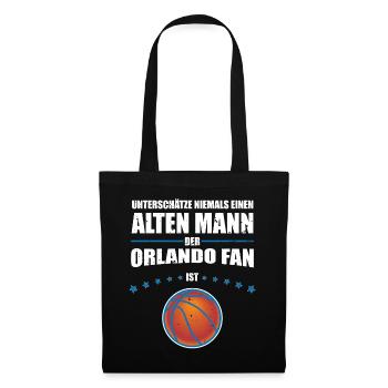 Alter Mann - Orlando Basketball Fan | Retro - Stoffbeutel - Schwarz - Vorne