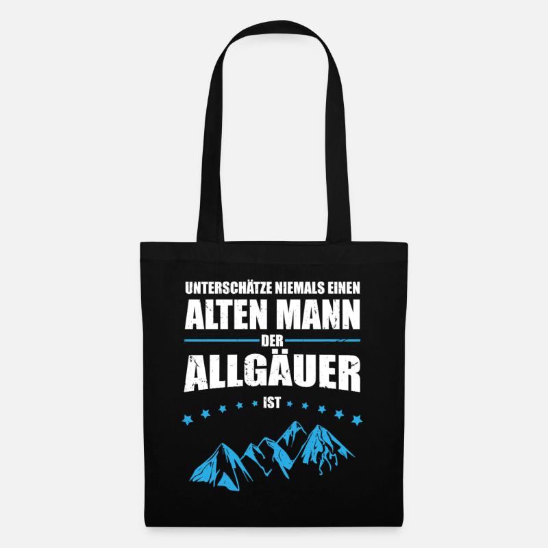 Geschenk Alter Mann - Allgäuer | Retro Vintage - Stoffbeutel - Schwarz