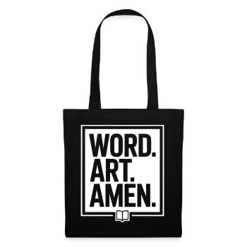 Wortkunst Amen Typografie T-Shirt - Stoffbeutel - Schwarz - Vorne