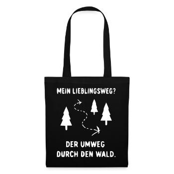 Waldweg Umweg Illustration - Stoffbeutel - Schwarz - Vorne