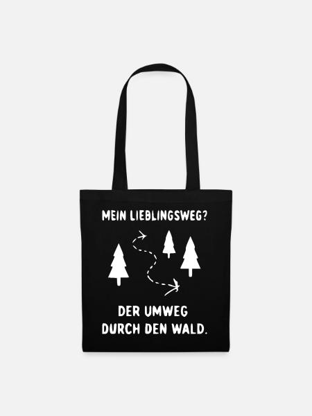Waldweg Umweg Illustration - Stoffbeutel - Schwarz