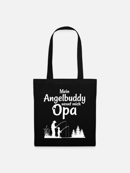 Angeln mit Opa - Stoffbeutel - Schwarz
