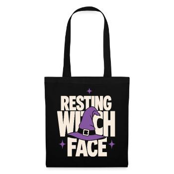 Chapeau de Sorcière au Visage de Sorcière au repos - Sac en tissu - noir - Devant