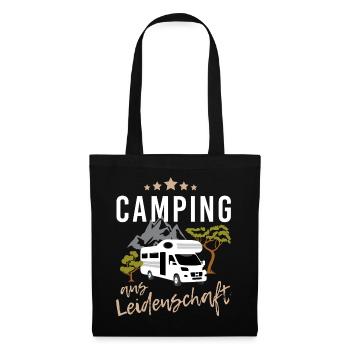 Camping aus Leidenschaft mit Wohnwagen in Natur - Stoffbeutel - Schwarz - Vorne