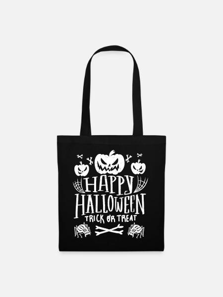 Fröhliches Halloween-Süßes oder Saures - Stoffbeutel - Schwarz