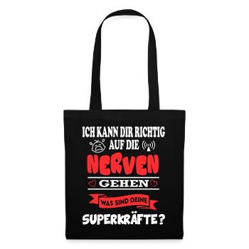 Baby  Krach Nerven Superkräfte Babysprüche Lustig - Stoffbeutel - Schwarz - Vorne