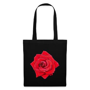 Rose rot cartoon rote Blüte Blume - Stoffbeutel - Schwarz - Vorne