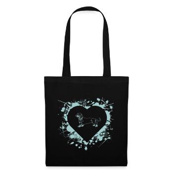 Teckel Love Heart - Sac en tissu - noir - Devant
