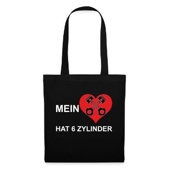 V6 Zylinder Auto Tuning Herz Shirt - Stoffbeutel - Schwarz - Vorne
