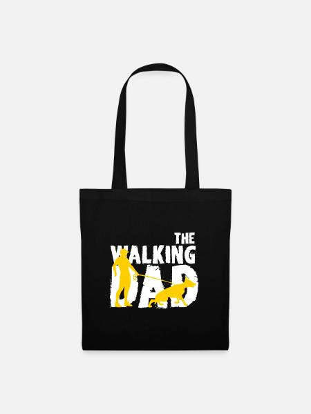 Walking Dad und Hund - Stoffbeutel - Schwarz