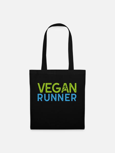 Vegan runner Geschenk Pflanzen Spruch - Stoffbeutel - Schwarz