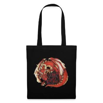 Drache Dragon mit D20 Würfel Dice Rollplay game - Stoffbeutel - Schwarz - Vorne