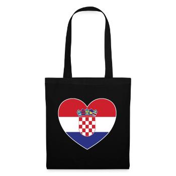 Kroatien Flagge Herz - Stoffbeutel - Schwarz - Vorne